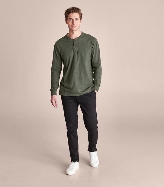 Garment Dyed Slub Henley T-Shirt