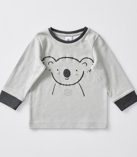 Baby Organic Cotton Koala Print Pyjama Set - Grey