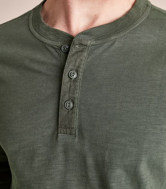 Garment Dyed Slub Henley T-Shirt