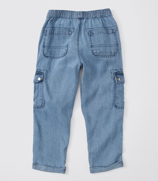 Girls Chambray Utility Pants - Blue