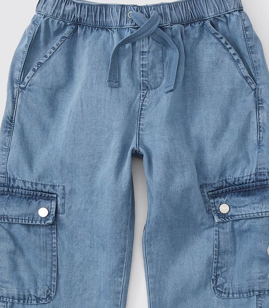 Girls Chambray Utility Pants - Blue