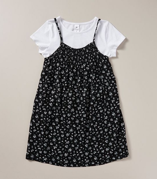 2 Piece Linen Blend Dress and T-shirt Set