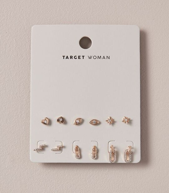 6 Pack Mixed Diamante Stud Earrings Target Australia