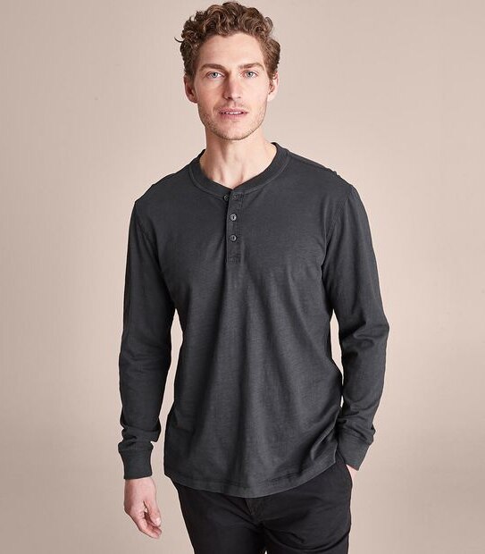 Garment Dyed Slub Henley T-Shirt