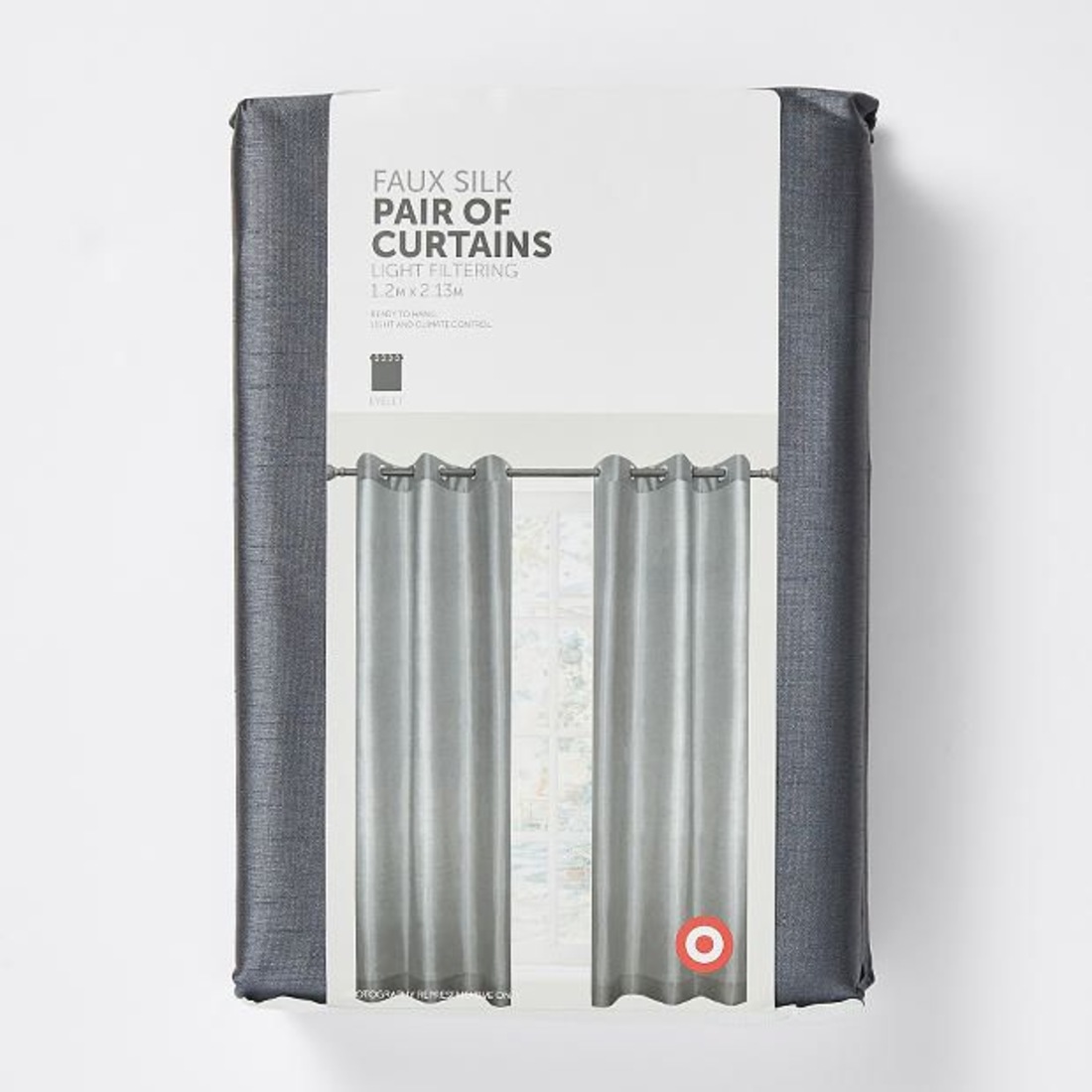 Faux Silk Pair Of Eyelet Curtains Charcoal Target Australia Faux Silk Pair Of Eyelet Curtains Charcoal