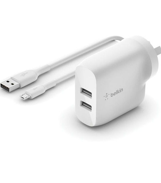 Belkin Boost Charge&trade; Dual USB-A Wall Charger 24W + USB-A to Micro-USB Cable