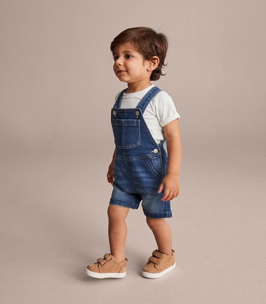 2 Piece Baby Denim Overall and T-shirt Set