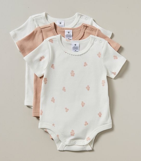 3 Pack Baby Organic Cotton Rib Bodysuits