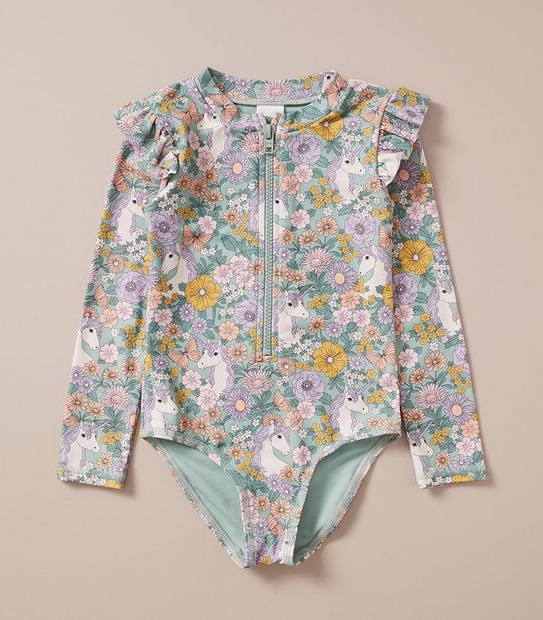 Floral Unicorn Swim Surfsuit