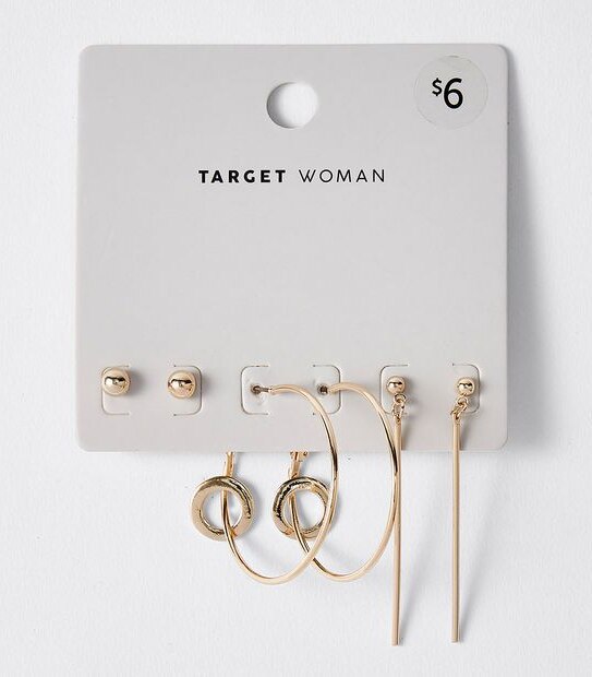 3 Pack Stud Hoop Drop Earring Set