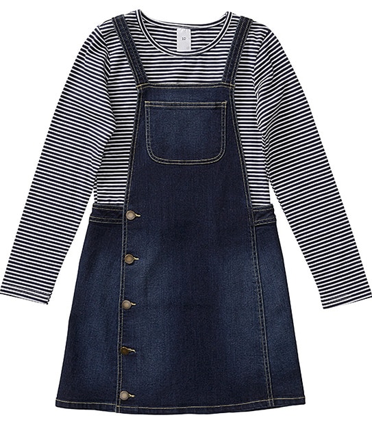 Dungaree Dress And T-Shirt Set