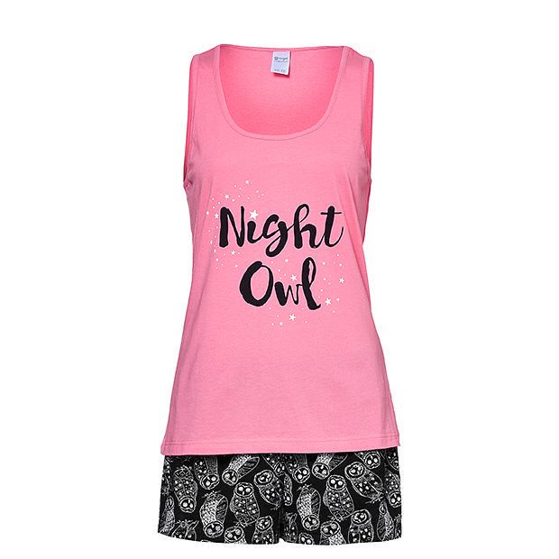 Night Owl Singlet & Short Pyjama Set Night Owl Singlet & Short Pyjama Set