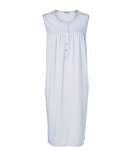 Traditional Knit Sleeveless Floral Nightie