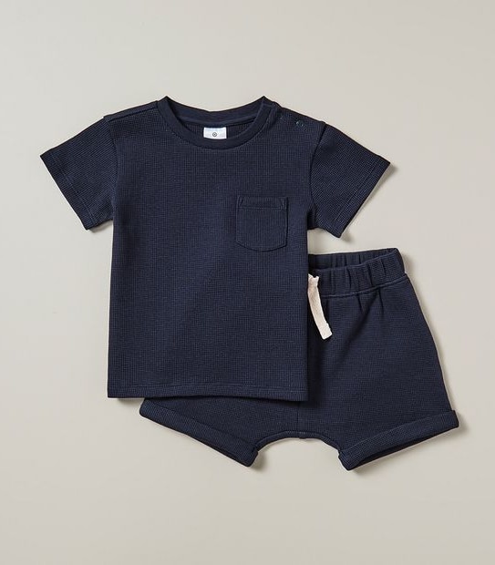 2 Piece Baby T-shirt and Short Waffle Set 