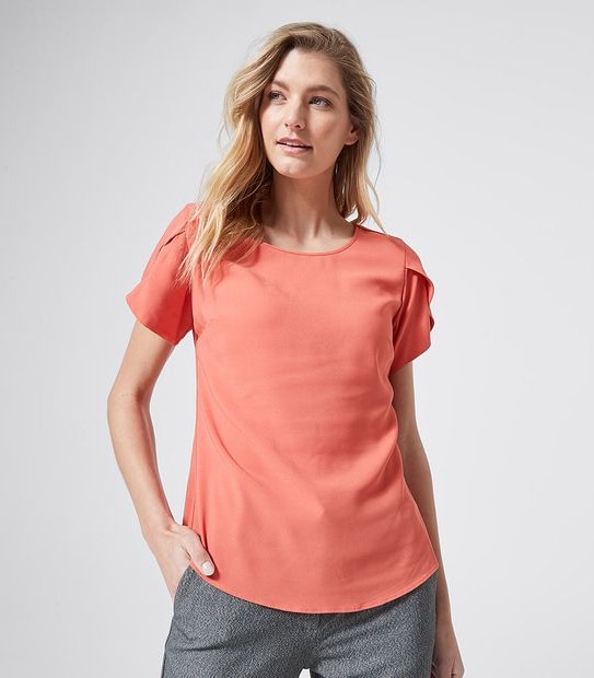 Preview Evie Tulip Sleeve Blouse - Spiced Coral Pink