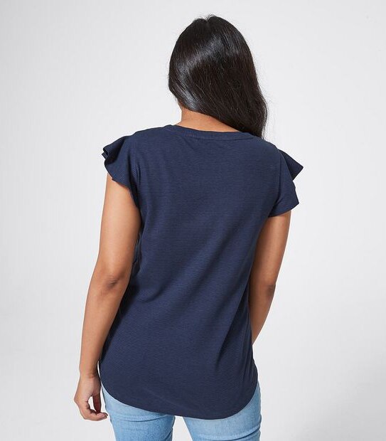 Dannii Minogue Petites Short Flutter Sleeve Linen Blend T-Shirt