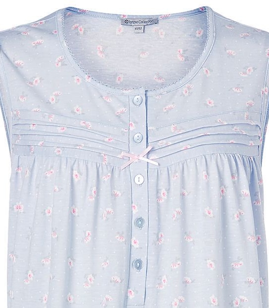 Traditional Knit Sleeveless Floral Nightie
