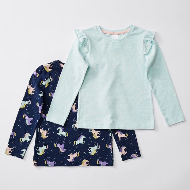 2 Pack Long Sleeve Plain \u0026 Print T-Shirt | Target Australia