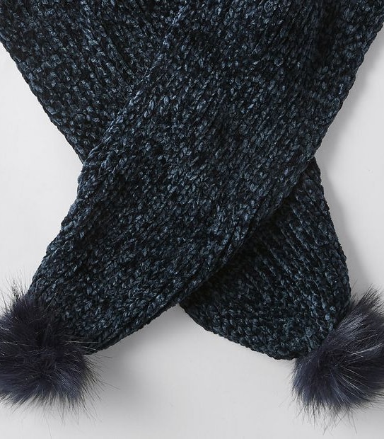 Chenille Scarf - Navy Blue