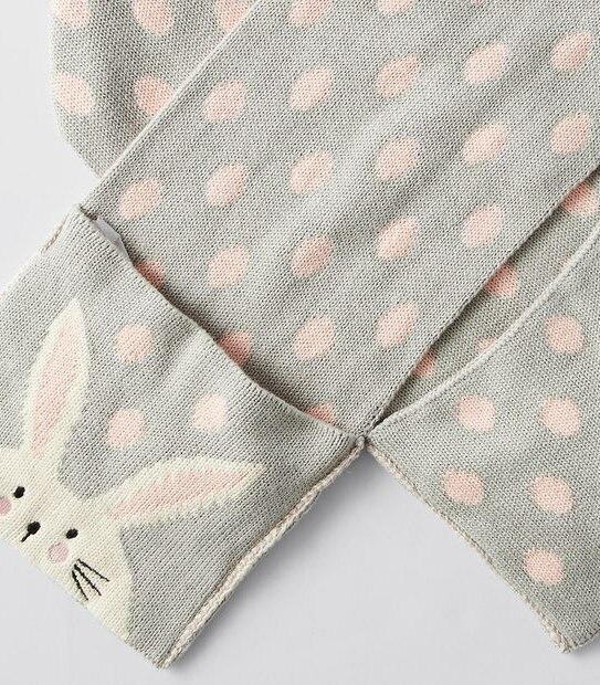 Polka Dot Pocket Scarf - Grey/Pink