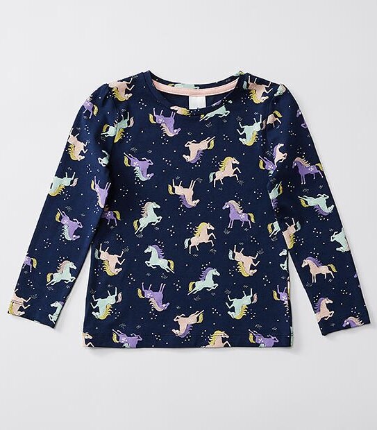 2 Pack Long Sleeve Plain & Print T-Shirt