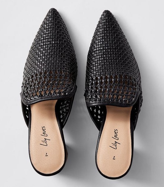 Lily Loves Delilah Woven Mule Heels - Black