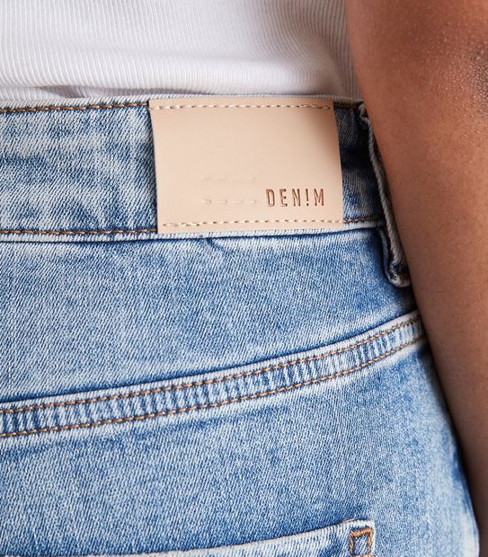 Jeans and denim label set mockup, button, jacron, back pocket and