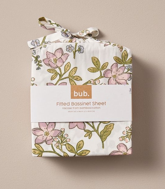 bub. Bamboo Cotton Fitted Bassinet Sheet
