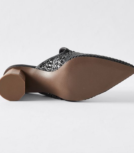 Lily Loves Delilah Woven Mule Heels - Black
