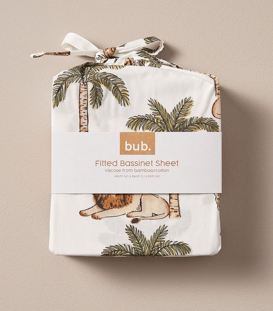 bub. Bamboo Cotton Fitted Bassinet Sheet