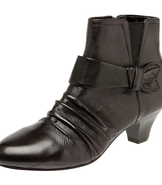 Velda Ruched Leather Ankle Boots