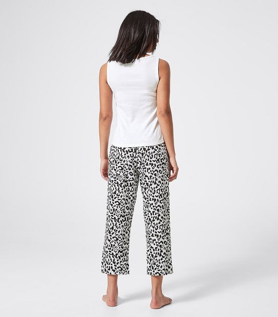Lily Loves Ribbed Henley Sleep Tank Top - White