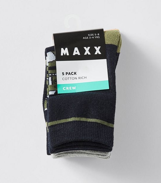 5 Pack Maxx Crew Socks