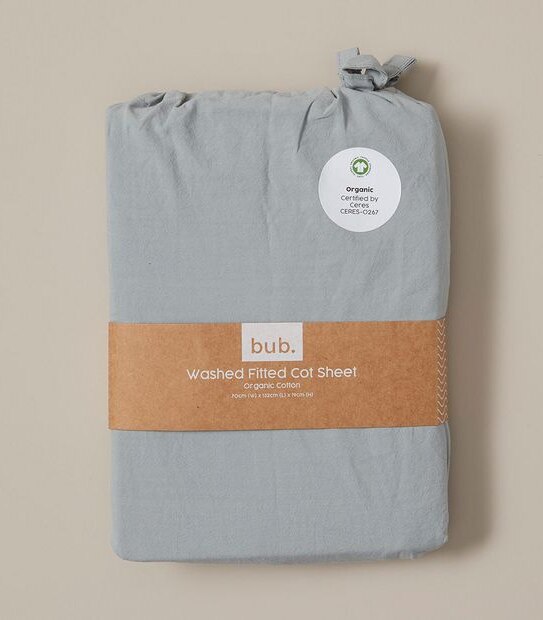 bub. Organic Cotton Arlo Washed Fitted Cot Sheets Target Australia