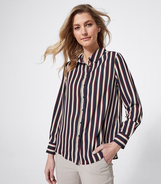 Preview Long Sleeve Relaxed Shirt - Multi Stripe