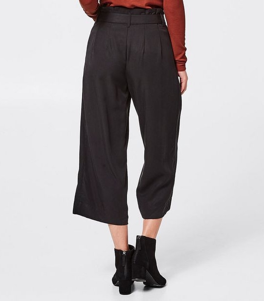 Paperbag Waist Cropped Pants - Black