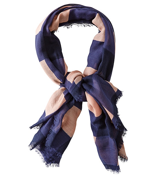 Check Blanket Scarf - Navy