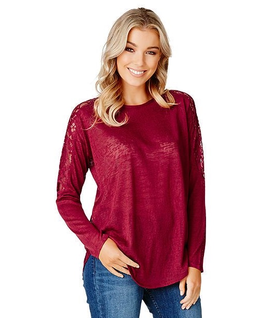 Lily Loves Lace Back Top - Red 1 of 5