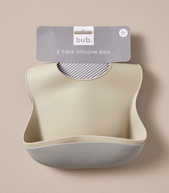 S23 238683_07 2PK SILICONE BIBS LIMESTONE/GREY