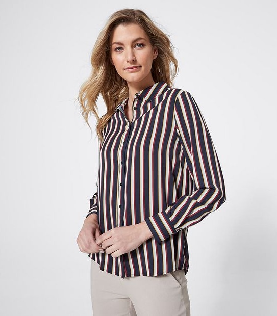 Preview Long Sleeve Relaxed Shirt - Multi Stripe