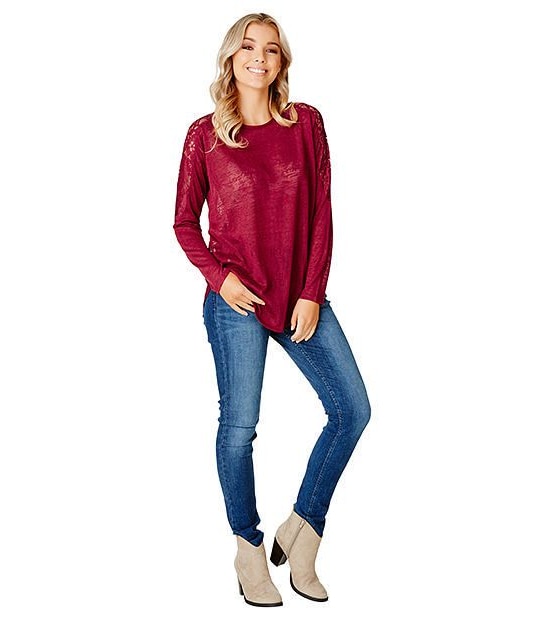 Lily Loves Lace Back Top - Red 3 of 5