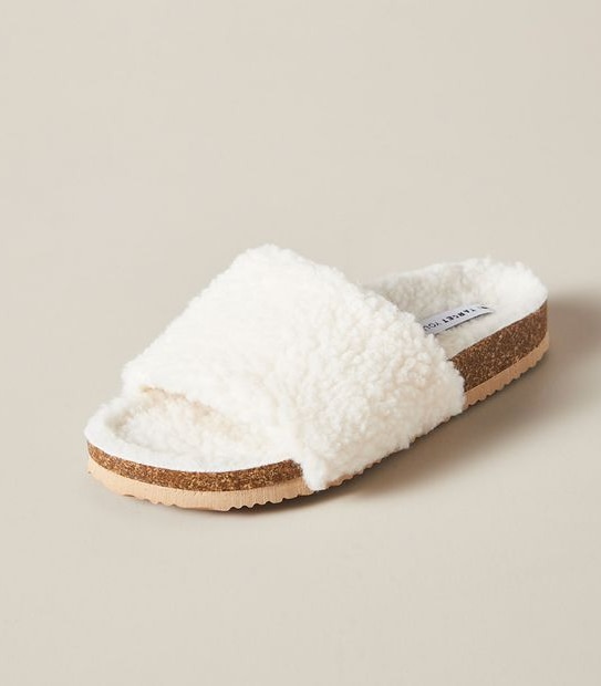 Kids Senior Teddy Fur Scuff Slipper Slides
