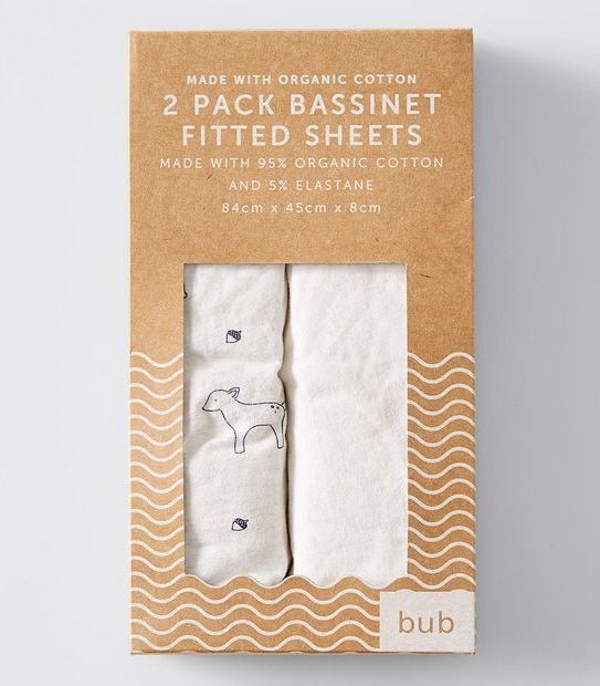 Baby Organic Cotton 2 Pack Bassinet Fitted Sheets - Oh Deer