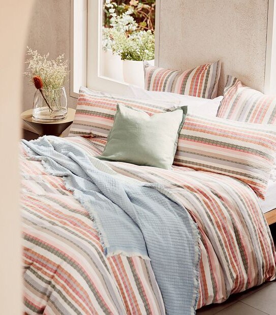 Darius Multi Stripe Quilt Cover Set - Queen Bed