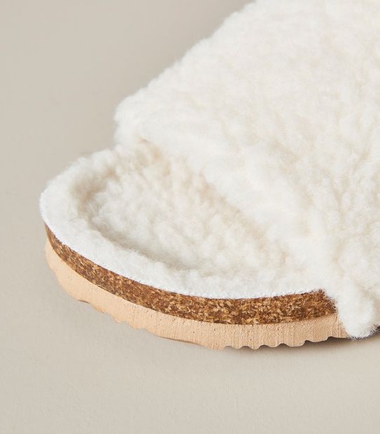 Kids Senior Teddy Fur Scuff Slipper Slides