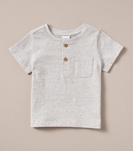 S23 249175_03 B SS PLAIN HENLEY TEE GREY MARLE