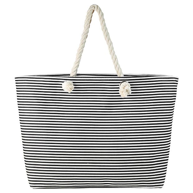 Rope Handle Beach Tote - Black / White | Target Australia