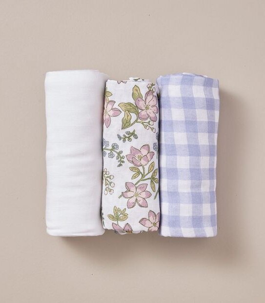 bub. 3 Pack Bamboo Muslin Wraps