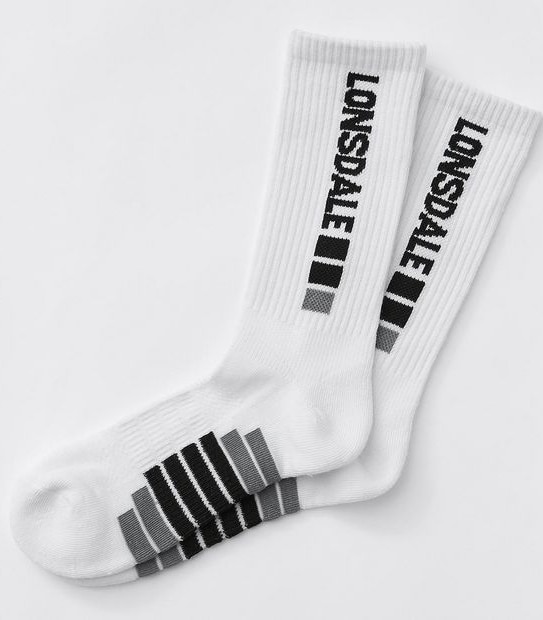 Lonsdale London 2 Pack Performance Crew Socks - White