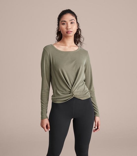 Active Yoga Ribbed Twist Front Top